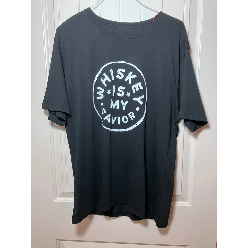 NWT Iron and Resin Mens Whiskey Is My Savior Graphic T-Shirt Black XXL‎ Casual